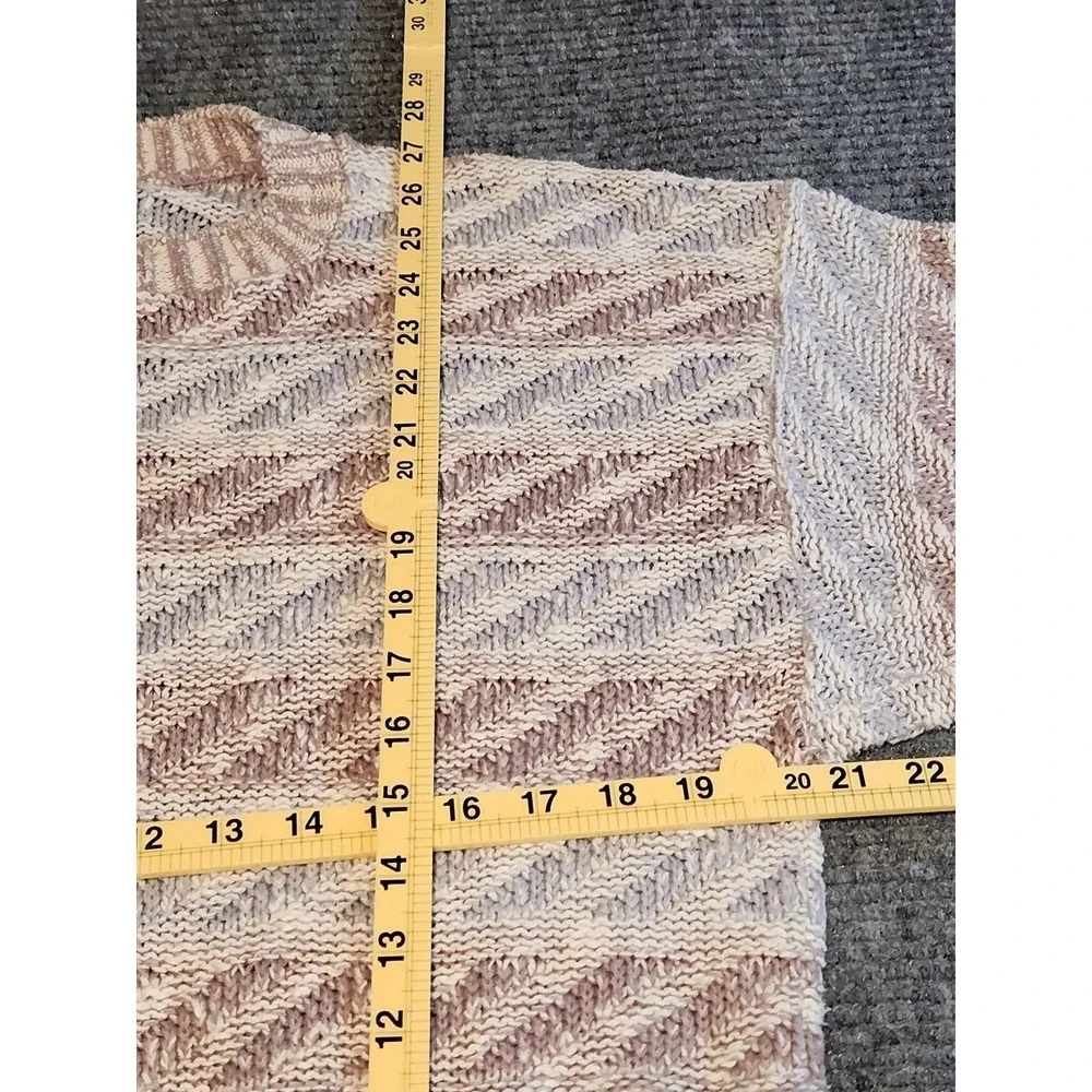 Vintage Jantzen Mens Large Cotton Knit Sweater Beige Mauve Made in USA M162B